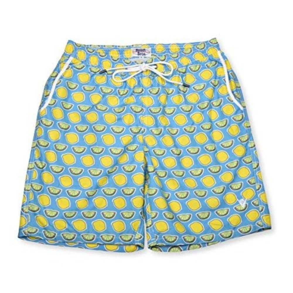 Beach Bros. Men's MEDIUM  Swim Trunks Brief lIned Lemon Lime